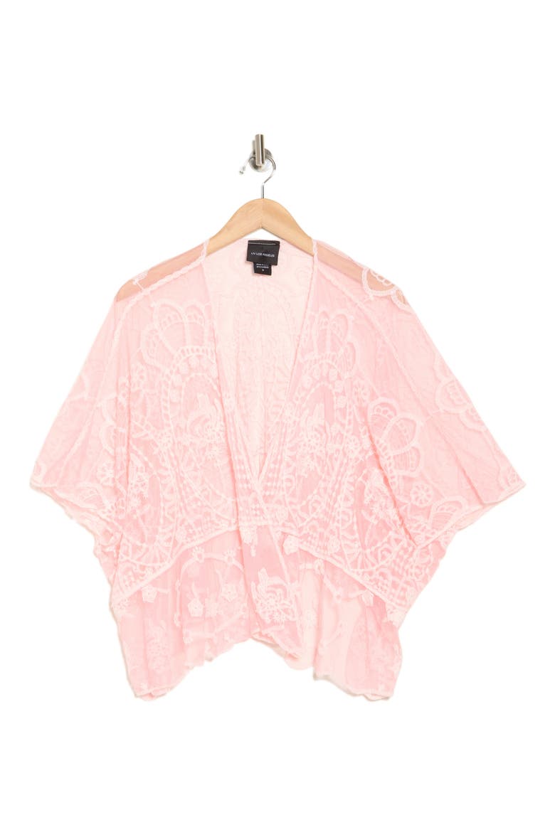 Embroidered Mesh Cardigan, Alternate, color, BLUSH/ WHITE