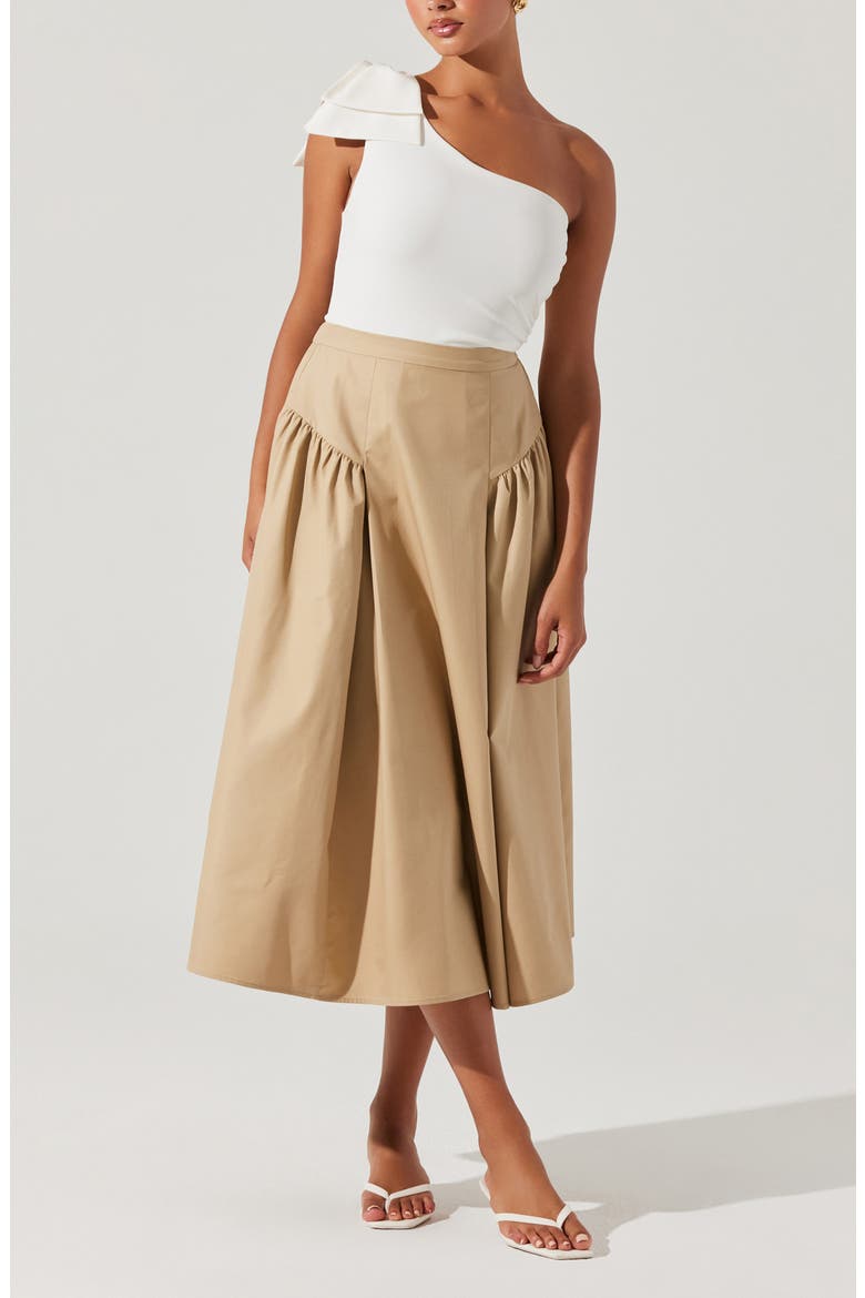 Laila Midi Skirt, Alternate, color, KHAKI