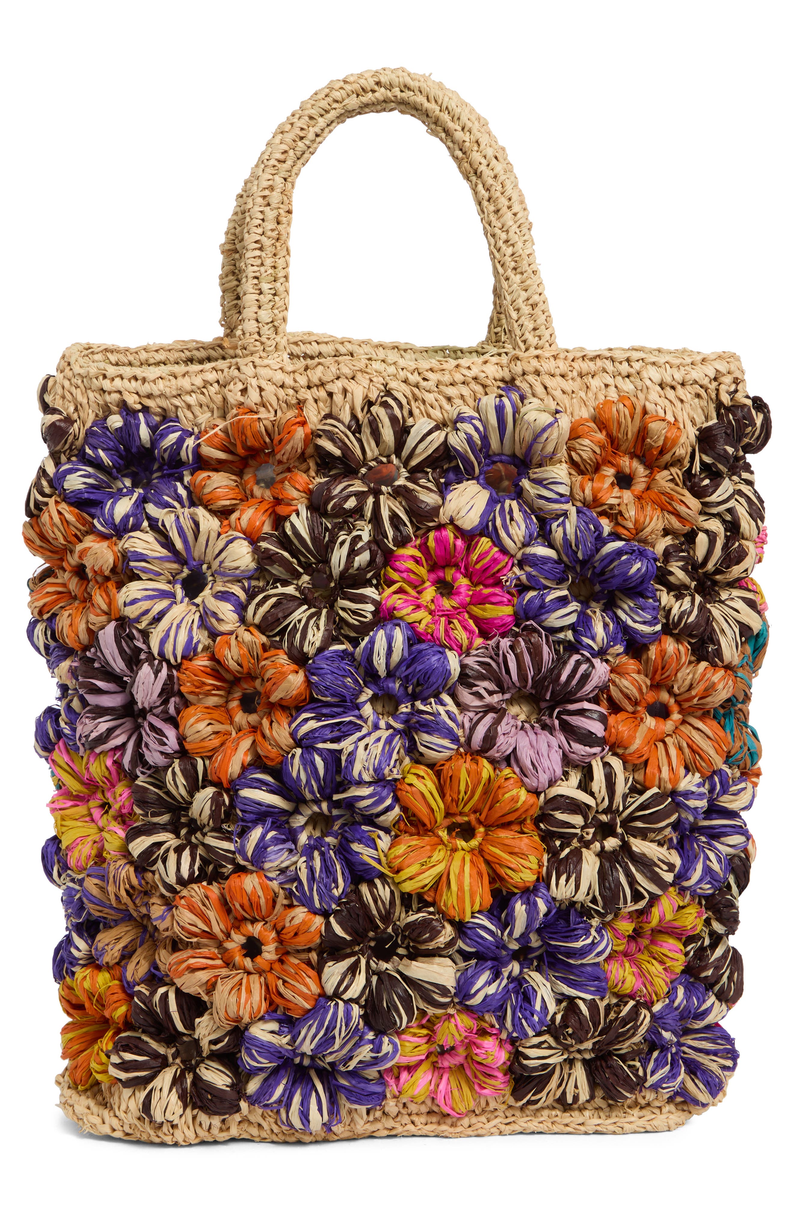 URBAN EXPRESSIONS HANDBAGS Floral Raffia Tote Bag, Alternate, color, Natural Multi