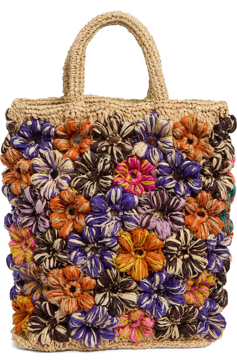 URBAN EXPRESSIONS HANDBAGS Floral Raffia Tote Bag, Alternate, color, Natural Multi