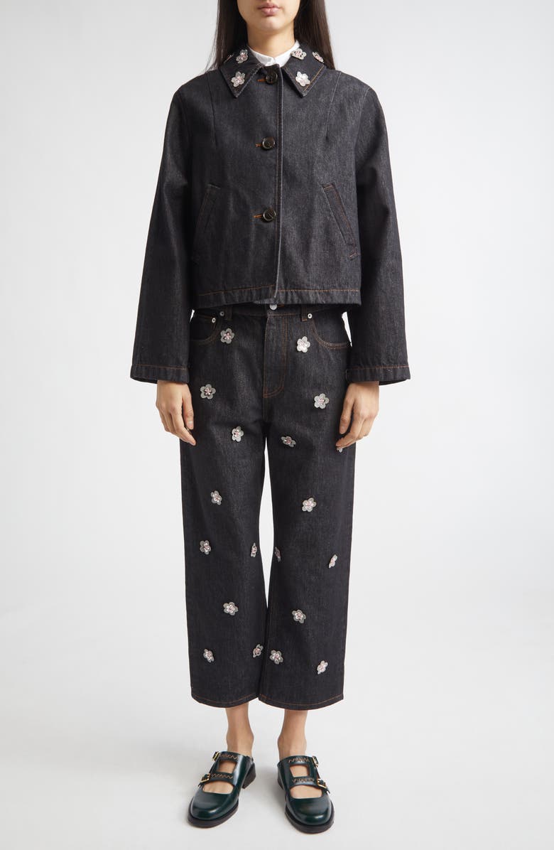 Marni Floral Embellished Stonewashed Carrot Fit Jeans, Alternate, color, 