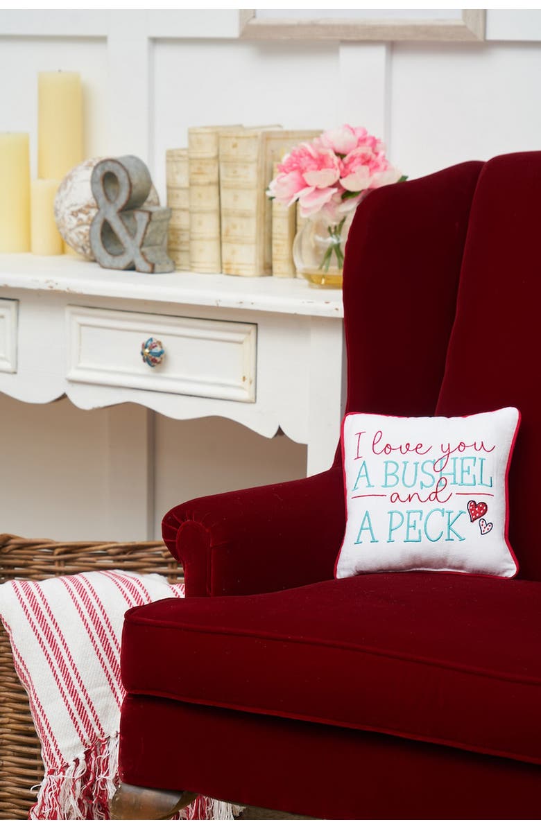 C&F Home "I Love You A Bushel And A Peck" Embroidered Mini Size Valentine's Day Accent Pillow 10" x 10", Alternate, color, 