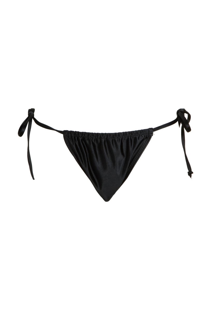 Good American Ruched String Bikini Bottoms, Alternate, color, Black