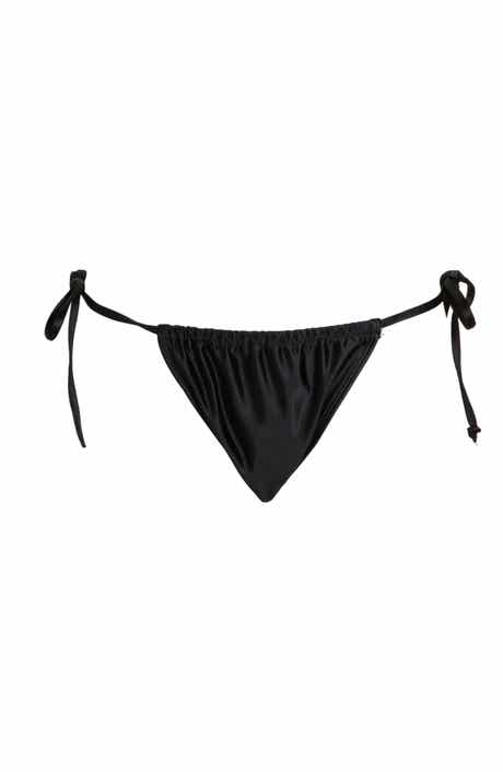 Good American Ruched String Bikini Bottoms