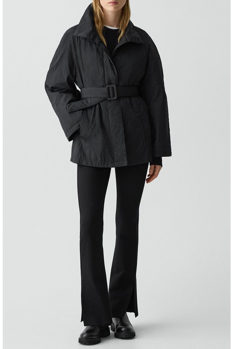 Belted Nylon Parka, Alternate, color, BLACK