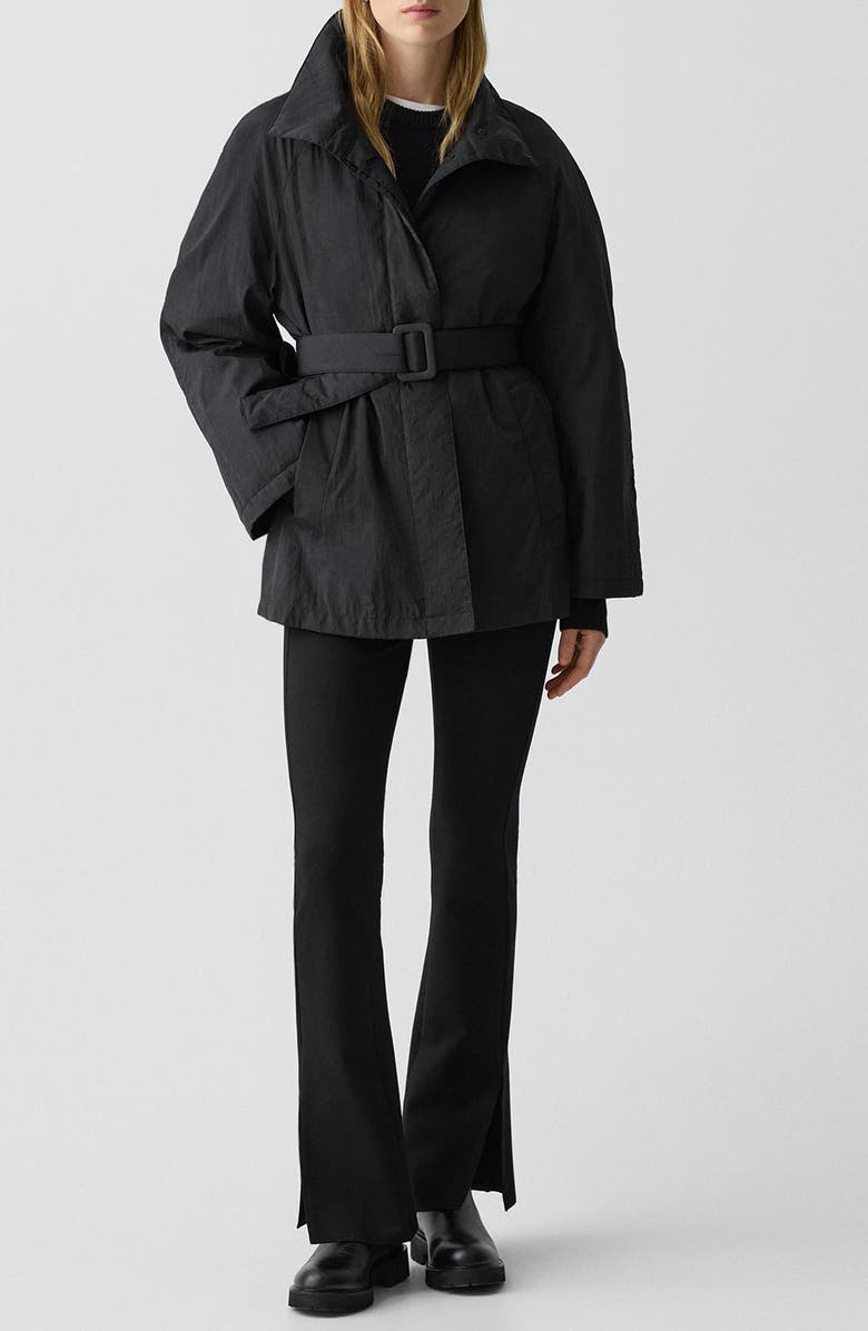 Theory Belted Nylon Parka, Alternate, color, Black