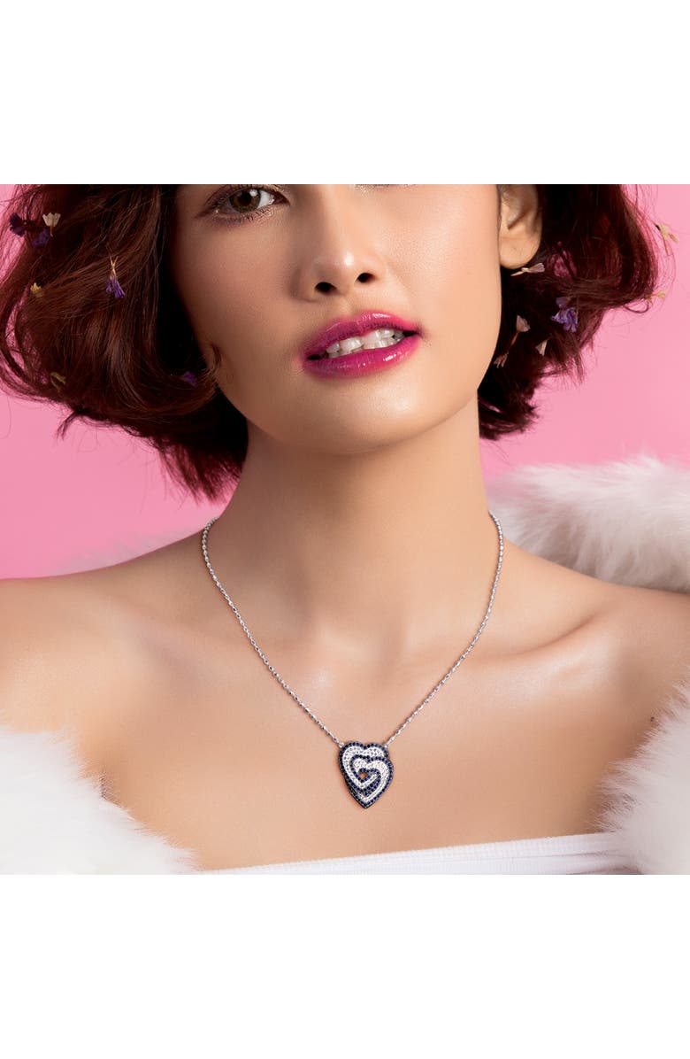 Julianna B. Created Blue & White Sapphire Interlocking Heart Necklace, Alternate, color, Created Sapphire