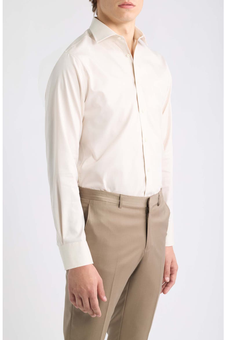 Modern Fit Solid Pima Cotton Dress Shirt, Alternate, color, STONE