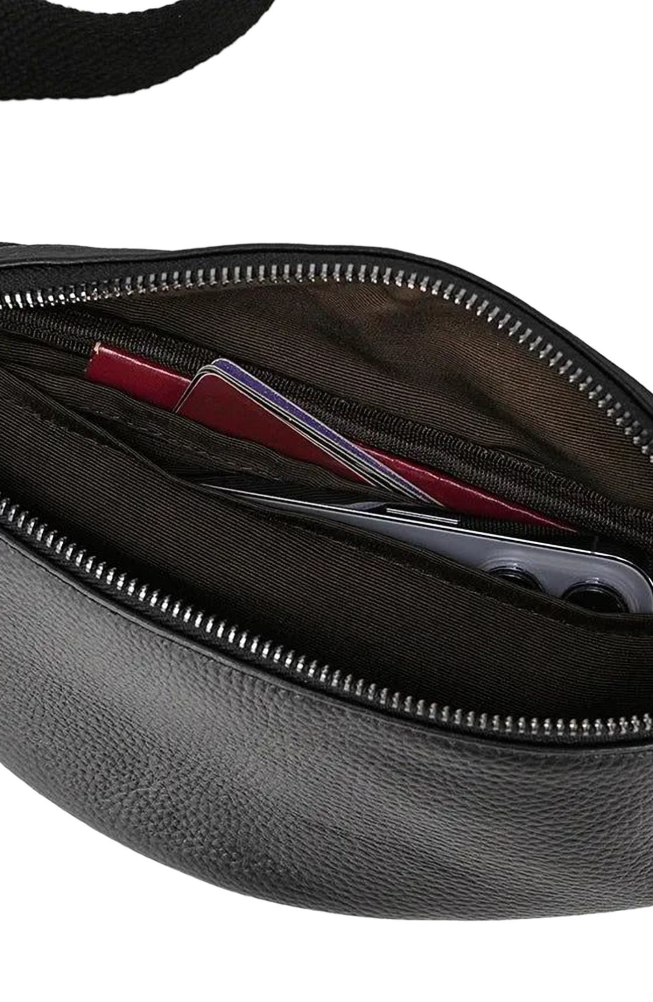 STEEL HORSE LEATHER The Walcott Leather Waist Bag | Black Leather Fanny Pack, Alternate, color, Black