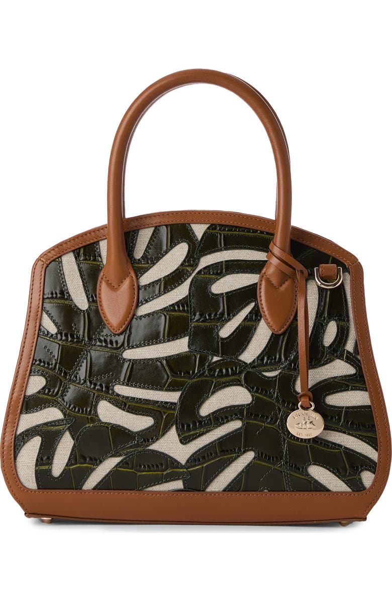 Brahmin Rosetta Croc Embossed Leather & Linen Satchel, Main, color,