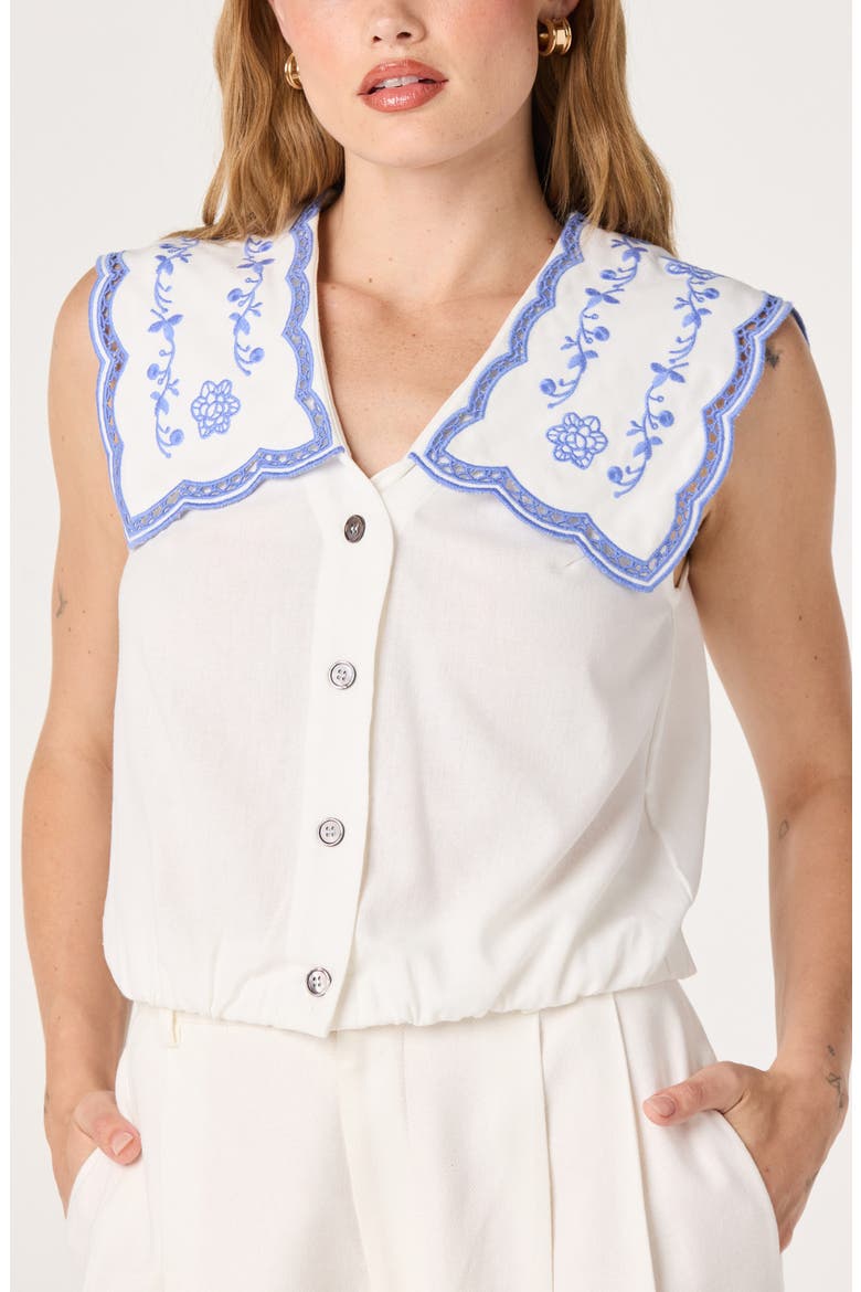 Corinne Embroidered Button-Up Shirt, Alternate, color, WHITE BLUE