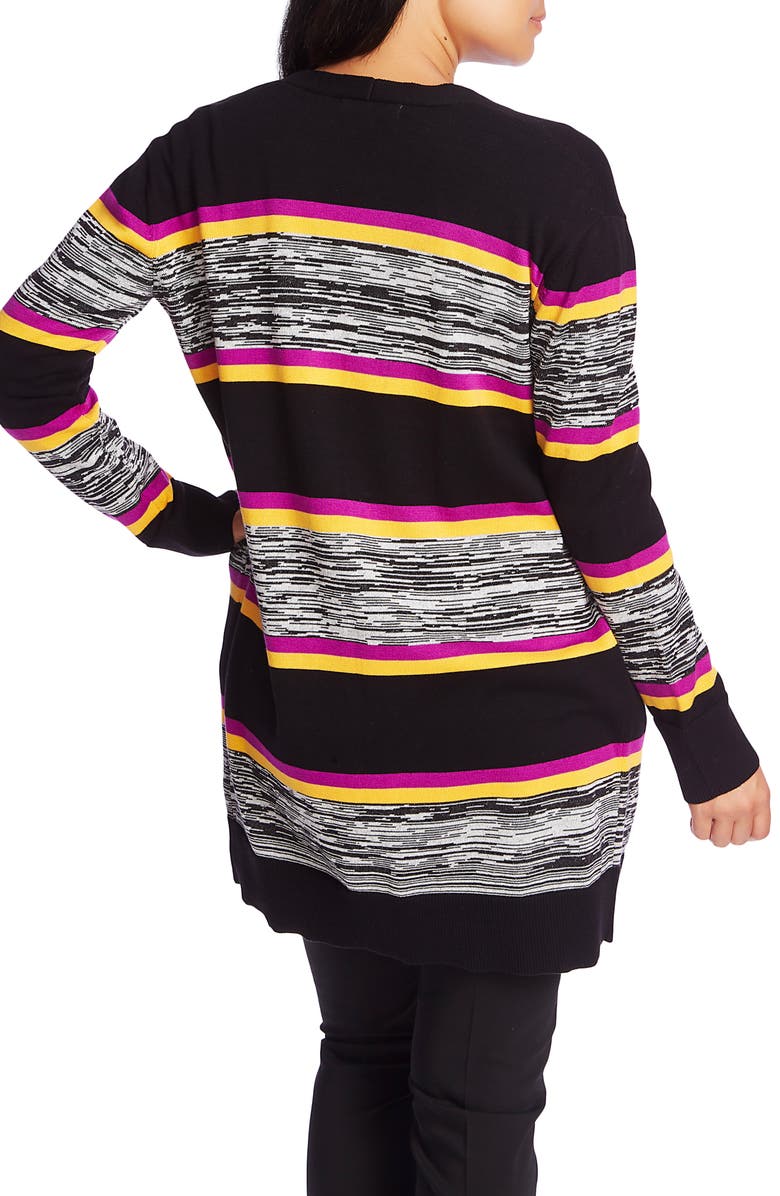 Chaus Stripe Open Front Cardigan, Alternate, color, 