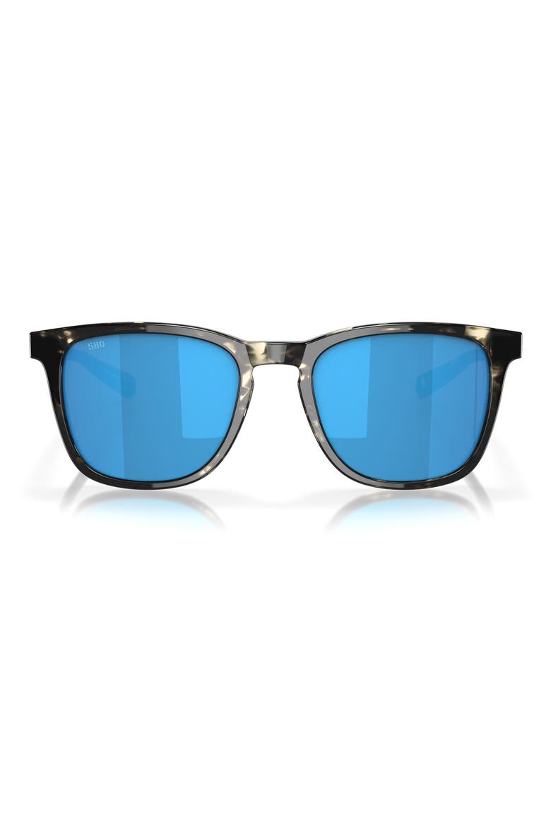 Sullivan 53mm Mirrored Square Sunglasses, Main, color, SHINY BLACK