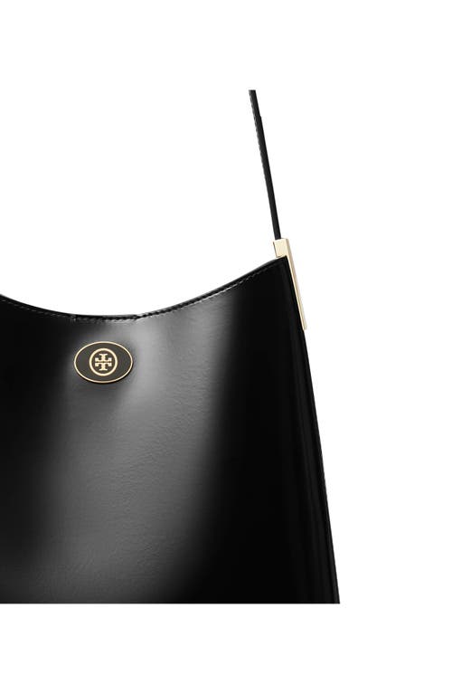 Tory Burch Robinson Spazzolato Leather Hobo Bag In Black