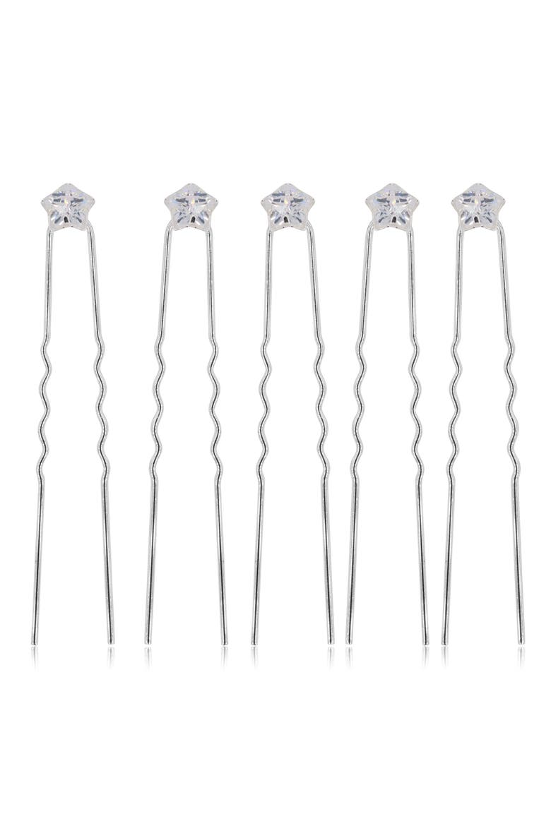 Danai Set of 5 Crystal Hair Pins, Alternate, color, SILVER