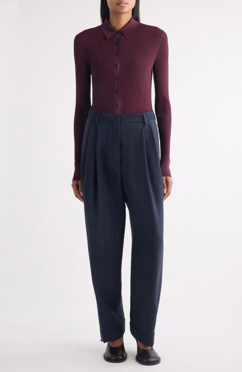 Dries Van Noten Tielt Ribbed Cardigan In Burgundy