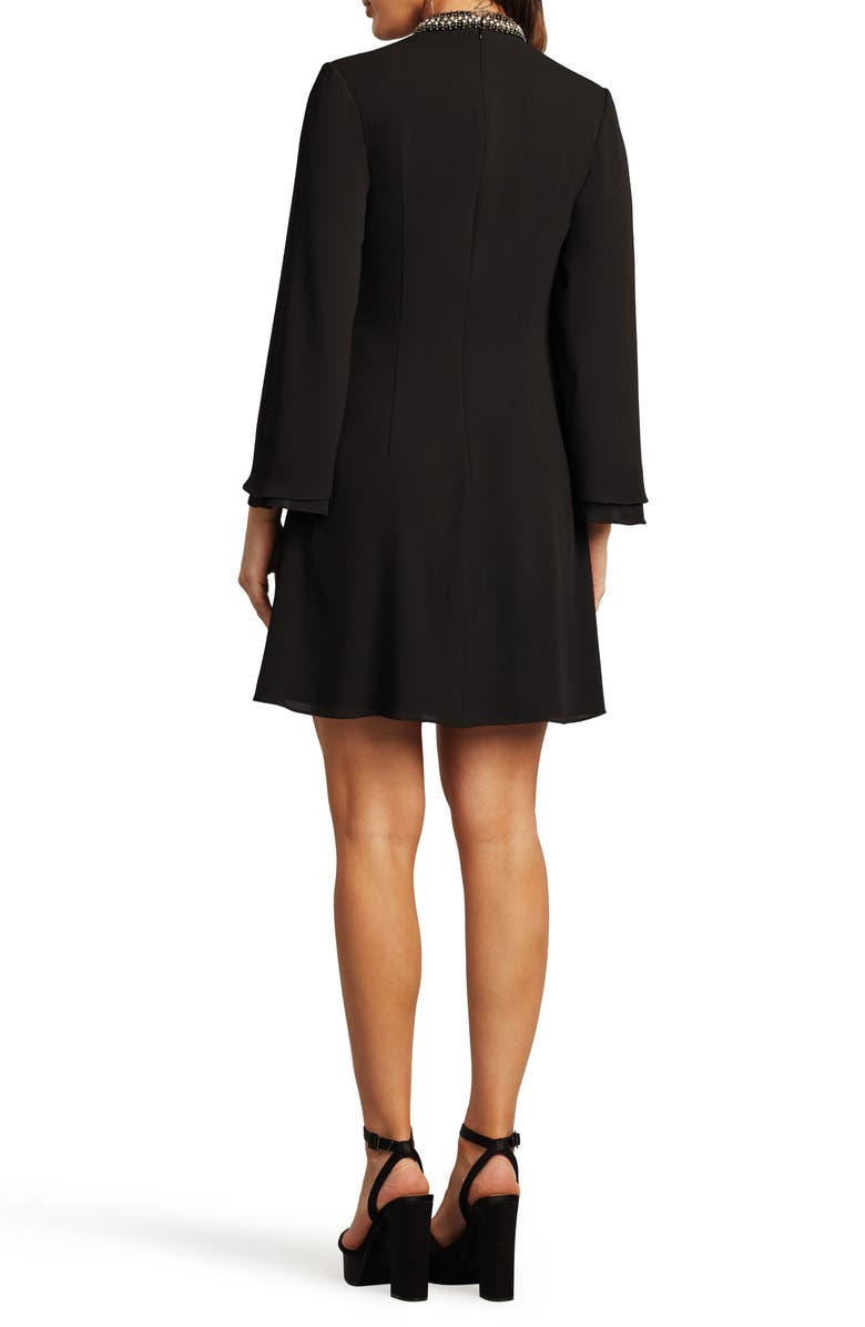 SHO by Tadashi Shoji Bead Detail Long Sleeve Swing Dress, Alternate, color, Black