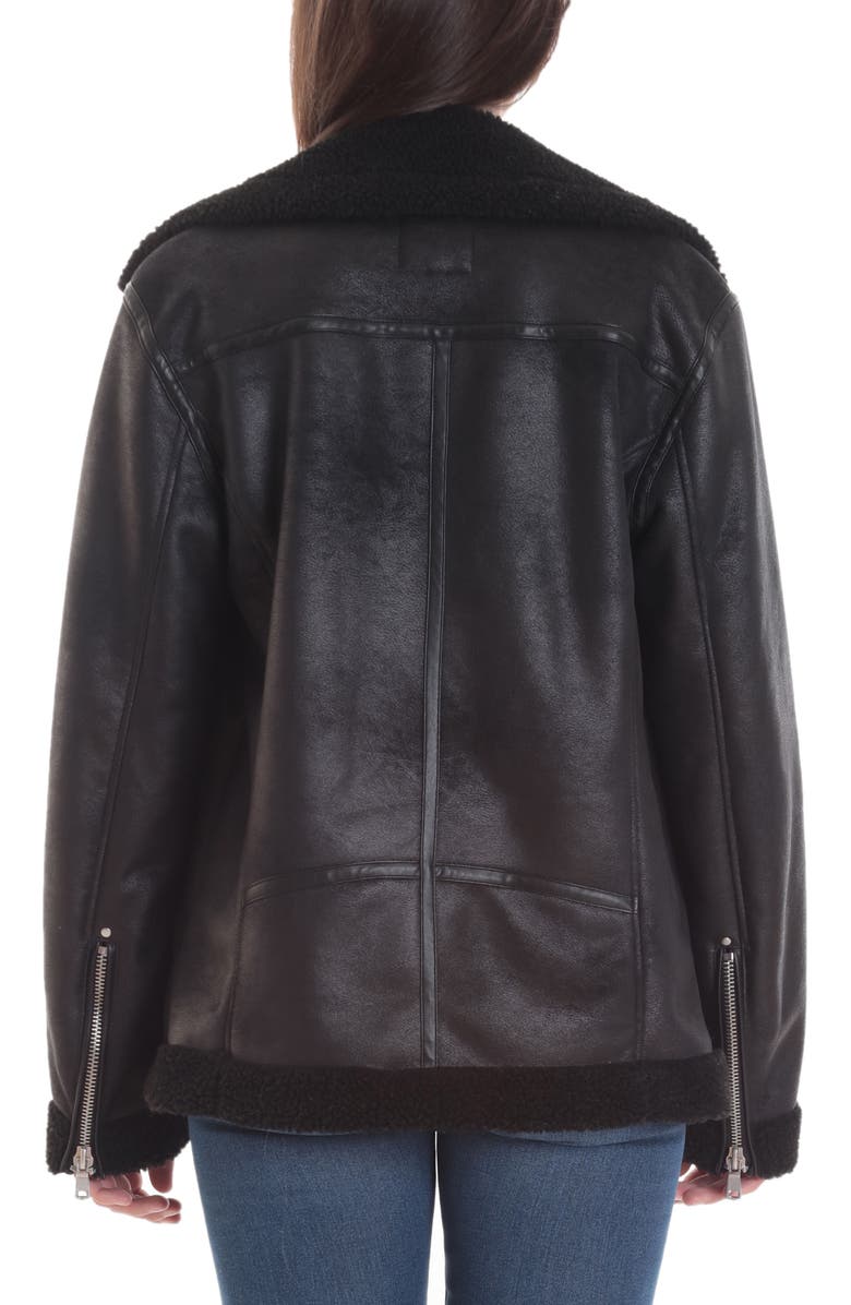 Avec Les Filles Faux Shearling Biker Jacket, Alternate, color, 