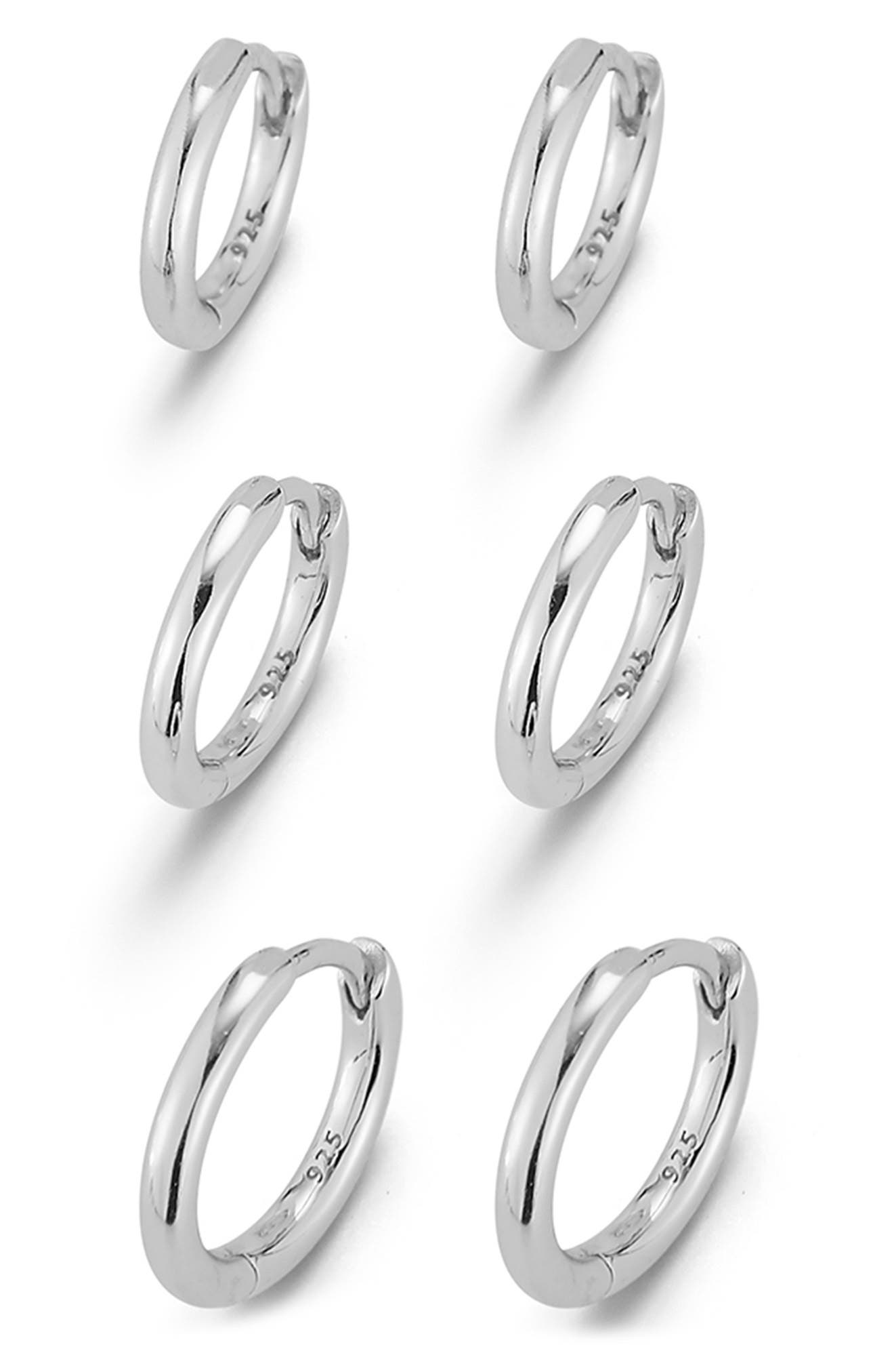 Set of 3 Huggie Hoop Earrings