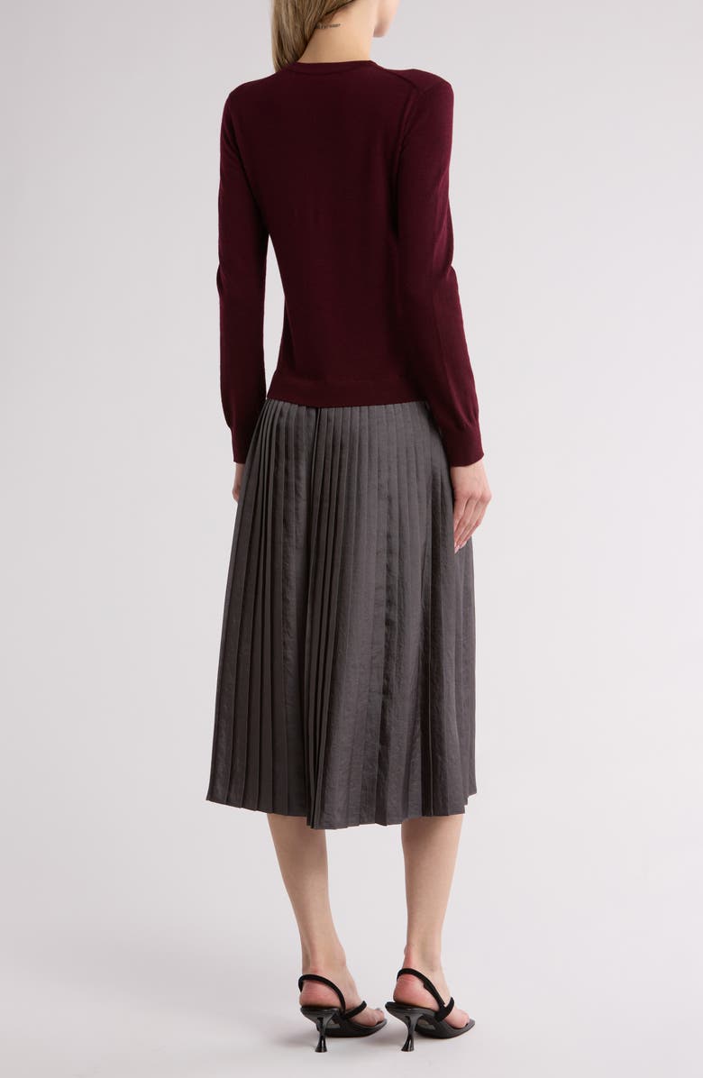 Theory Long Sleeve Knit Combo Dress, Alternate, color, Sangria/ New Oatmeal/ Grey
