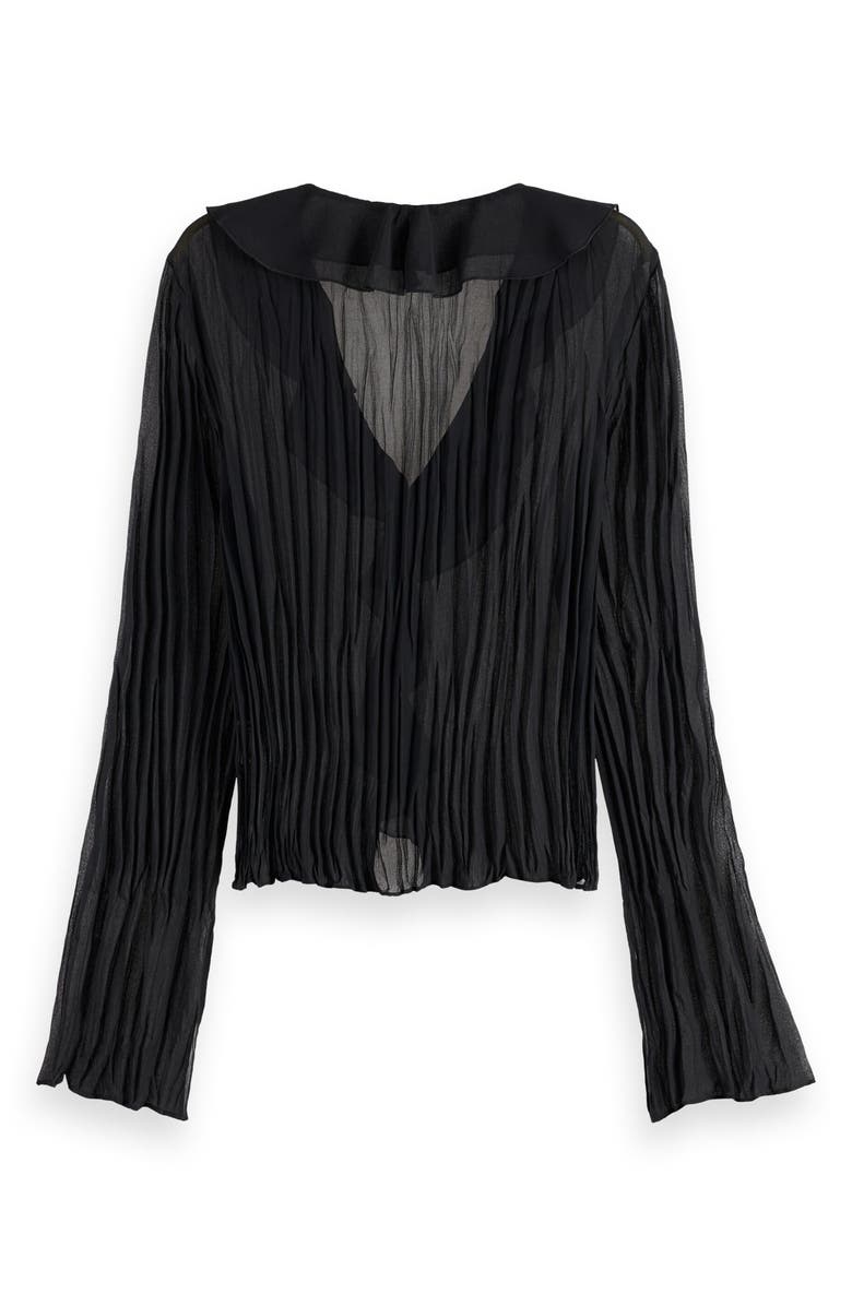 Scotch & Soda Ruffle Pleated Top, Alternate, color, Evening Black