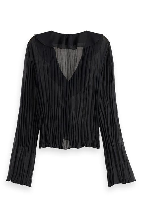 Scotch & Soda Ruffle Pleated Top In Evening Black