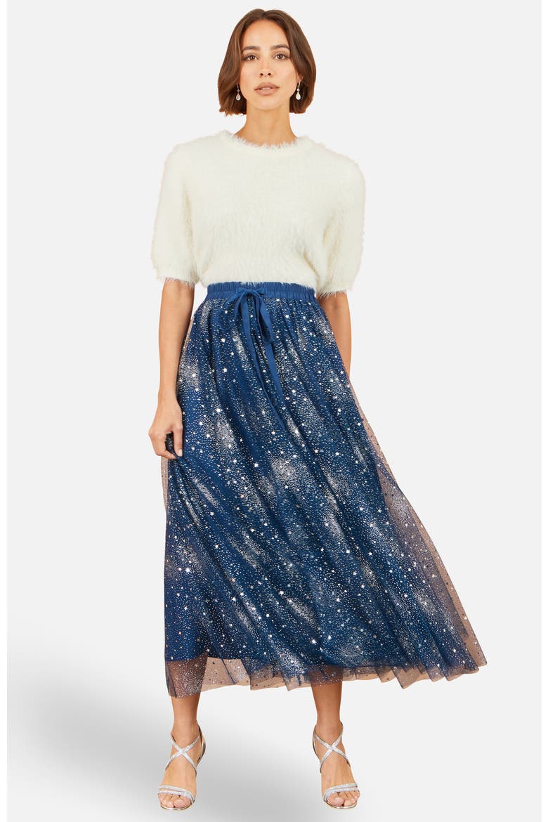 Star Sparkle Tulle Maxi Skirt, Alternate, color, Navy