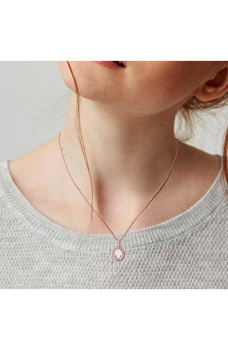 Julianna B. Gemstone & Diamond Oval Halo Necklace 14K, Alternate, color, Opal/Rose Gold