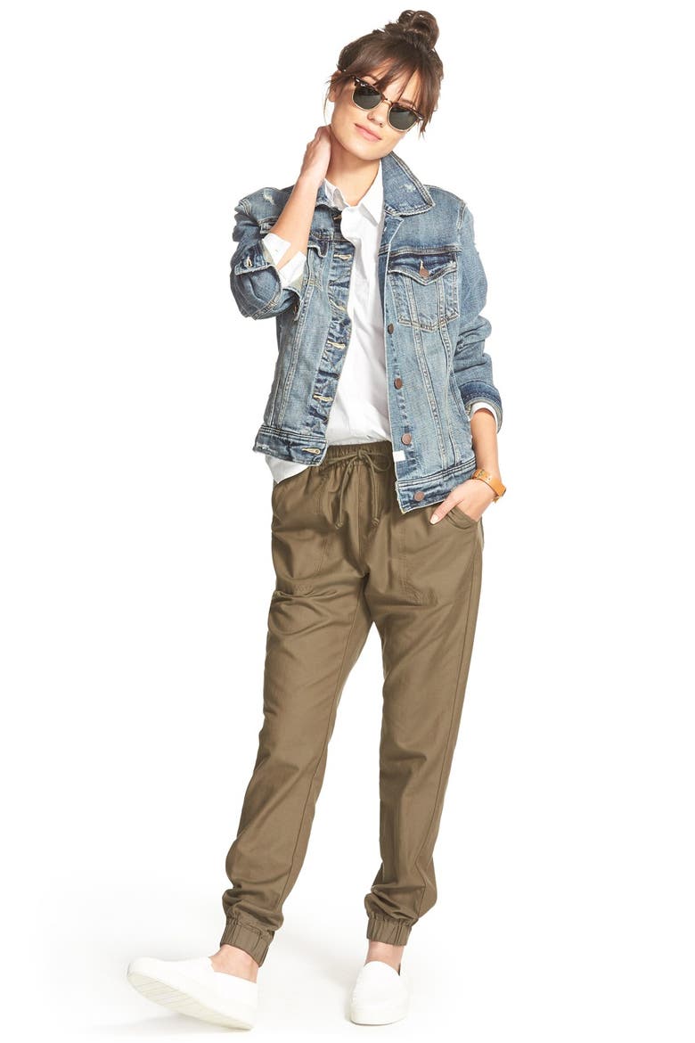 Treasure&Bond Twill Jogger Pants, Alternate, color, OLIVE TARMAC