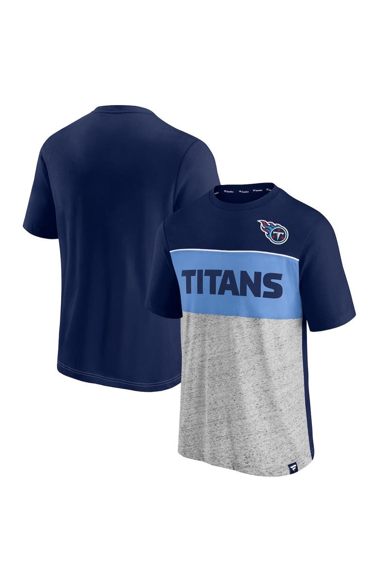 FANATICS Men's Fanatics Branded Navy/Heathered Gray Tennessee Titans Colorblock T-Shirt, Main, color, Navy