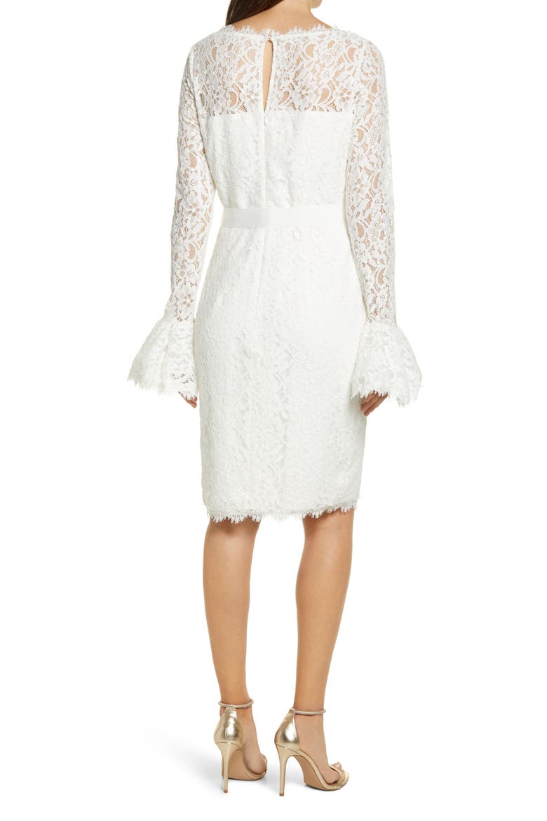 Long Sleeve Lace Sheath Dress, Alternate, color, IVORY