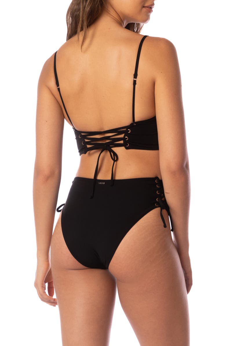 Maaji Twinkly Lace-Up Reversible Bikini Top, Alternate, color, Black