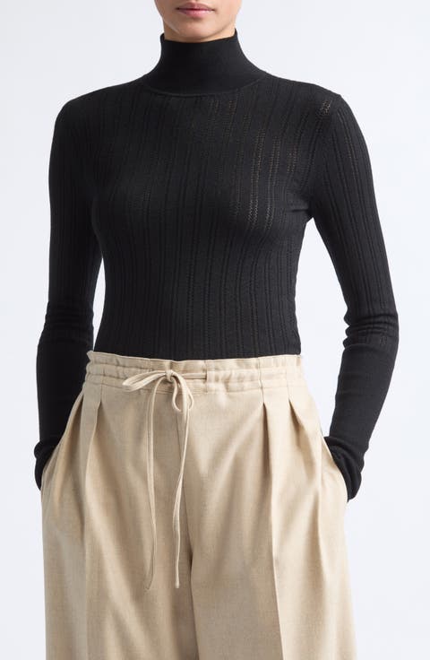 Slim Fit Thermal Stitch Mock Neck Merino Wool Top