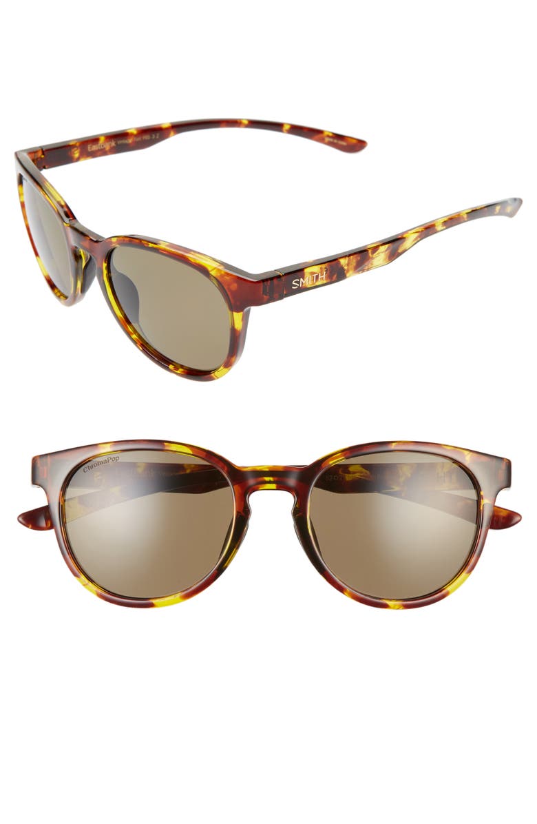 Smith Eastbank 52mm ChromaPop<sup>™</sup> Polarized Round Sunglasses, Main, color, Vintage Tortoise/ Green