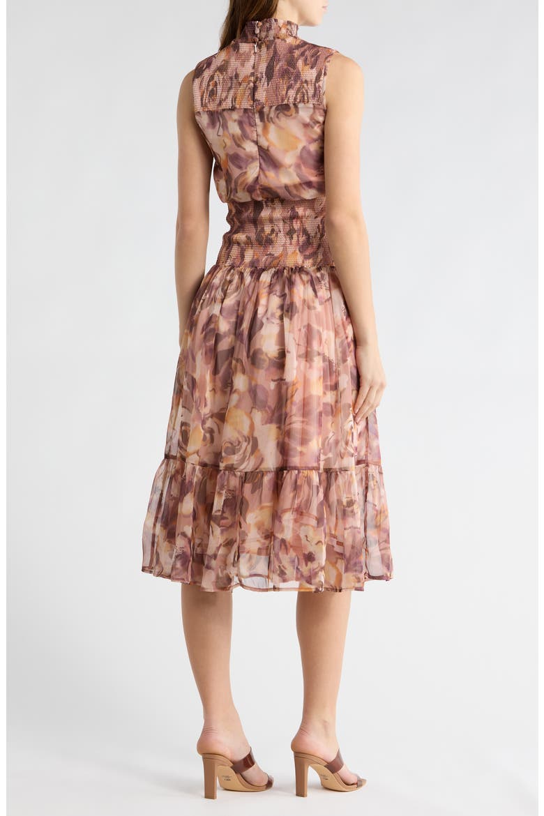 Mock Neck Sleeveless Fit & Flare Midi Dress, Alternate, color, BLUSH FLORAL