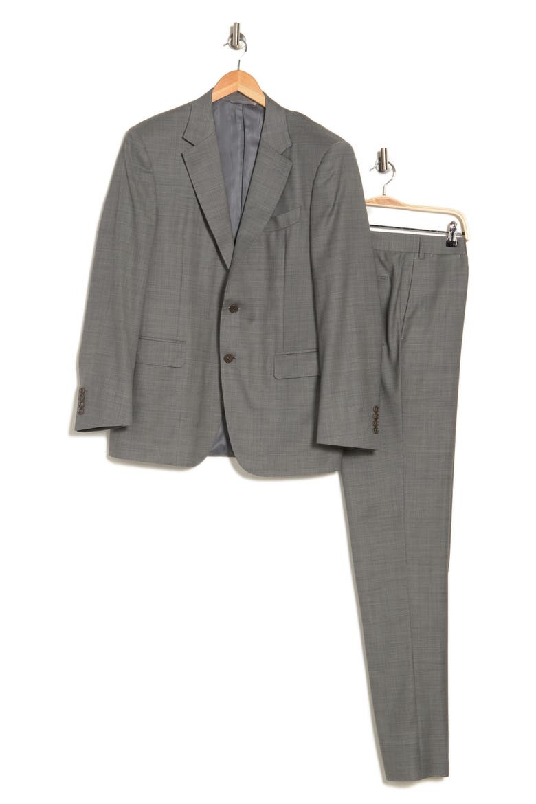 Light Grey Two-Button Notched Lapel Wool Suit, Main, color, LIGHT GREY