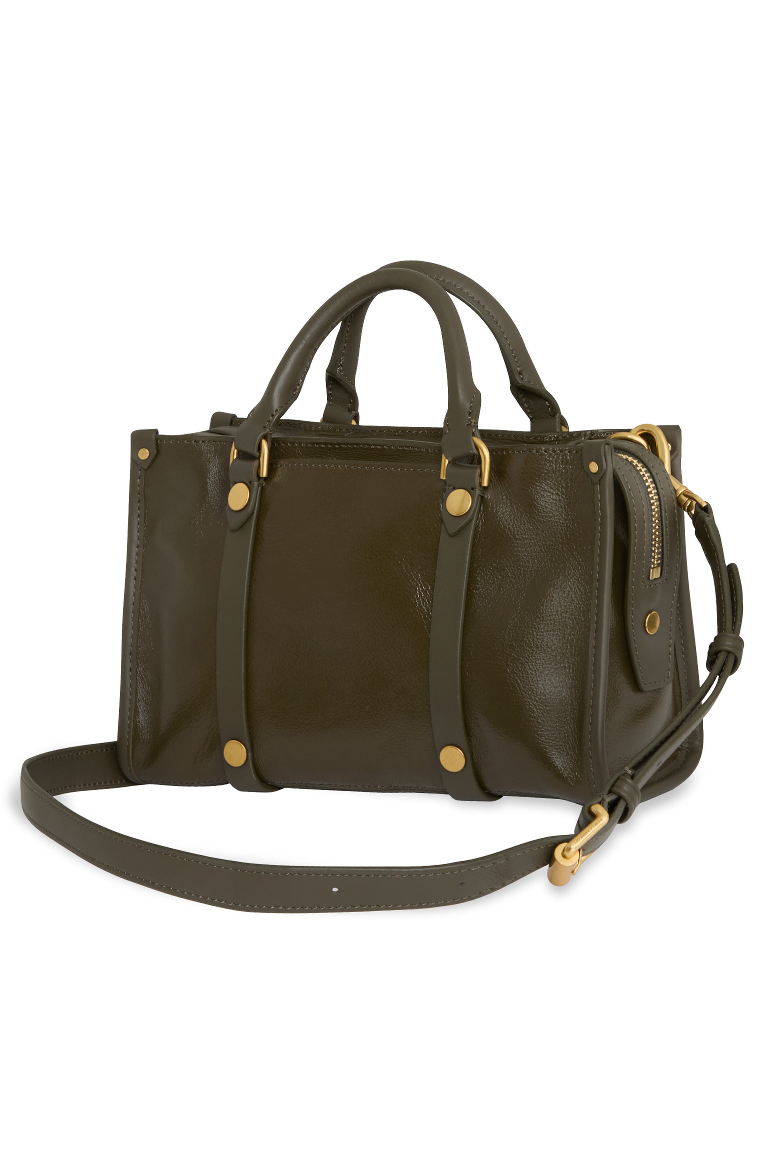 Surplus Leather Crossbody Satchel, Alternate, color, OLIVE