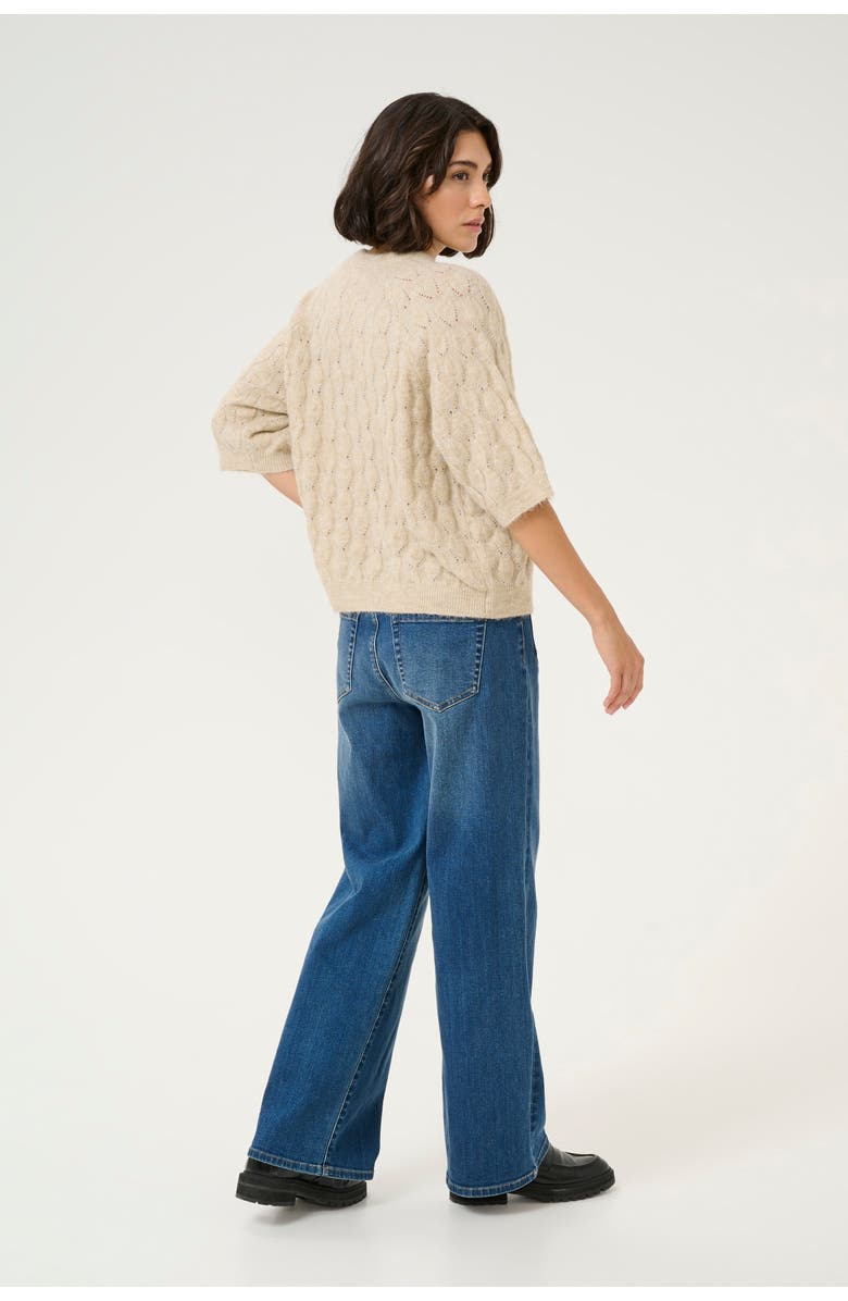 Kaffe Malene Half Sleeve Round Neck Pullover, Alternate, color, Feather Gray Melange