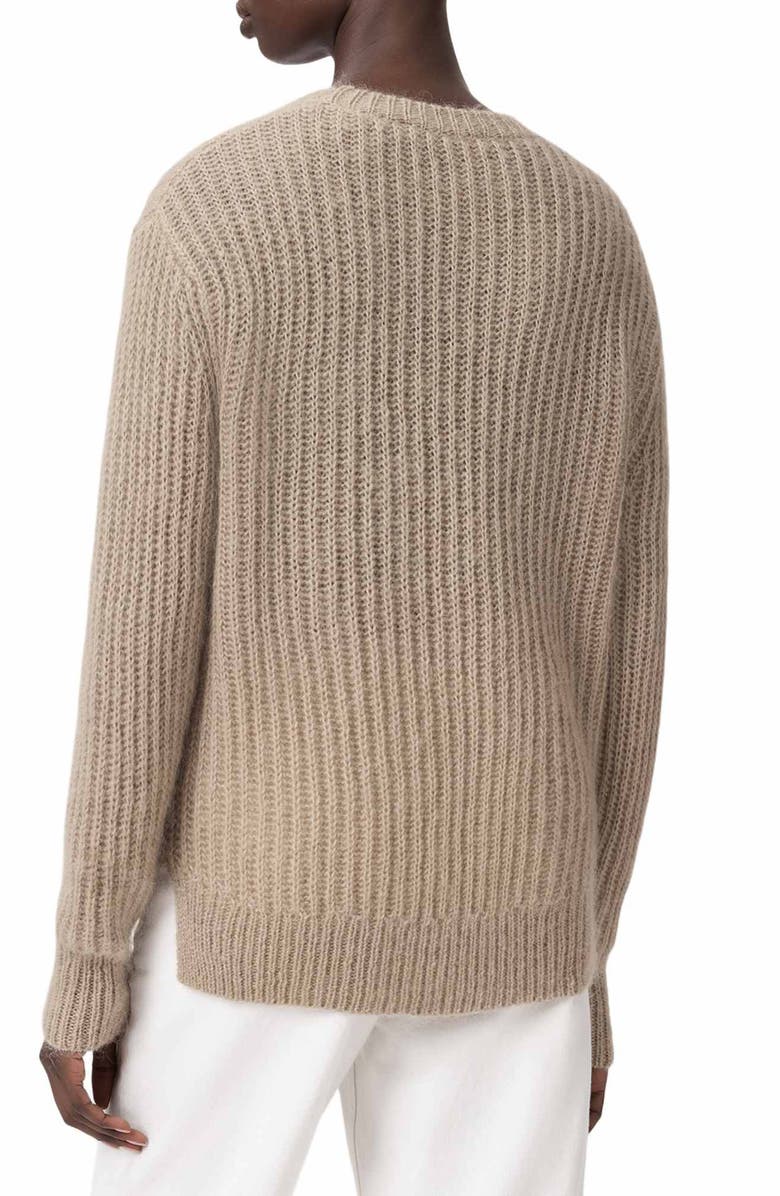 AllSaints Chain Stitch Monogram Mohair & Merino Wool Blend Sweater, Alternate, color, Barley White