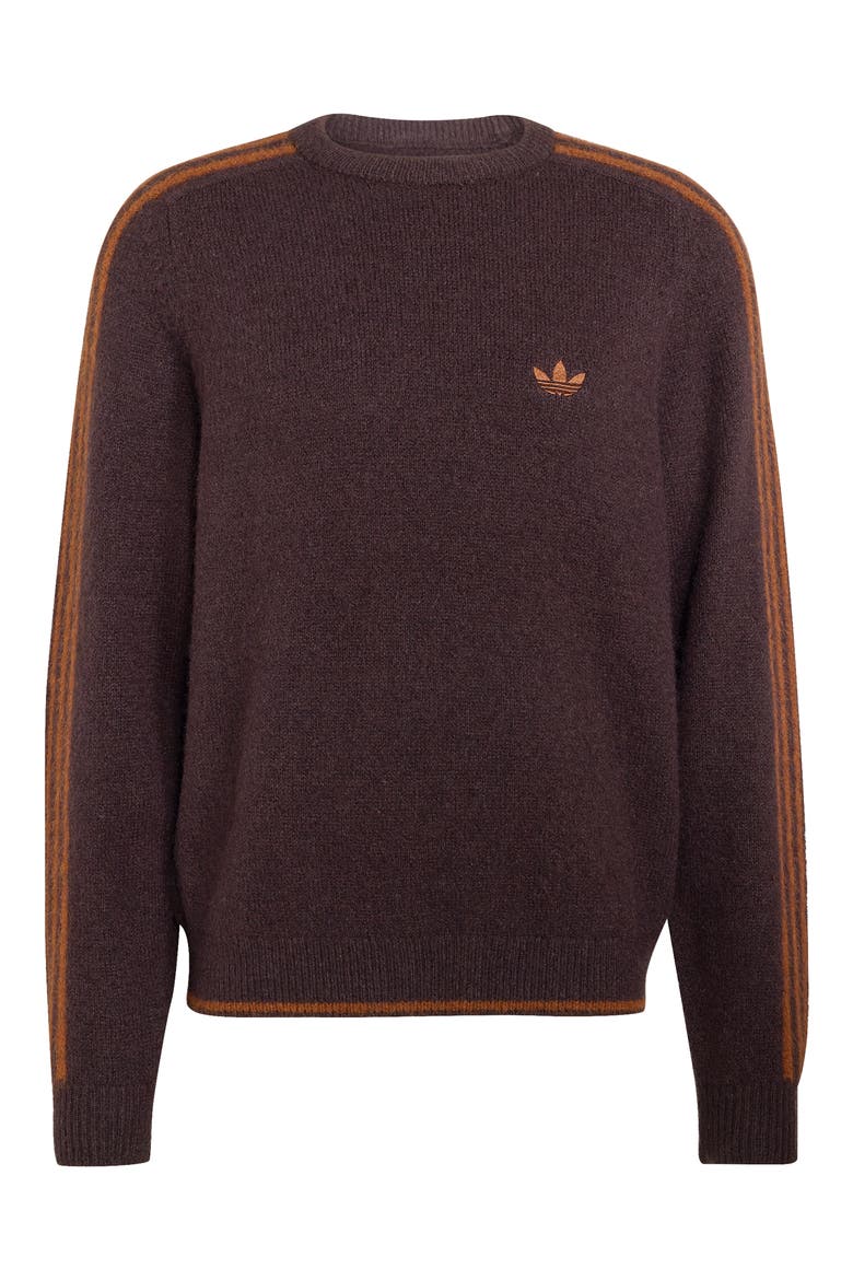 3-Stripes Fluffy Knit Sweater, Alternate, color, AURORA COFFEE