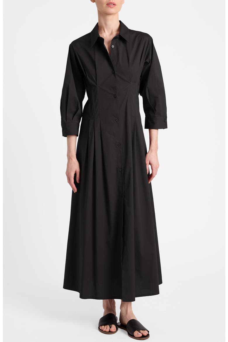 Miley Midi Shirt Dress in Cotton Stretch, Main, color, Black