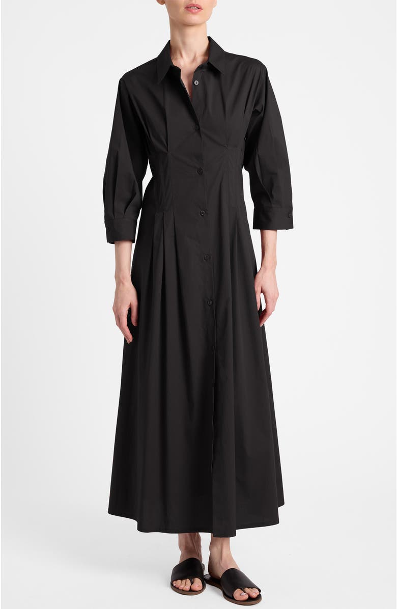 Santorelli Miley Midi Shirt Dress in Cotton Stretch, Main, color, Black
