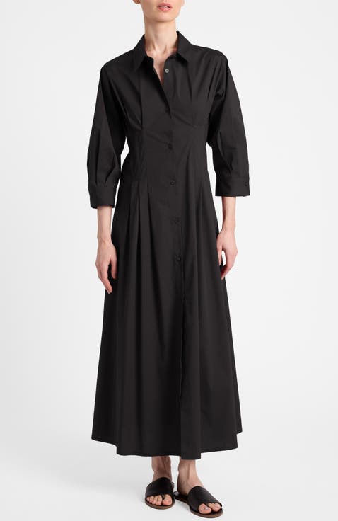 Miley Midi Shirt Dress in Cotton Stretch