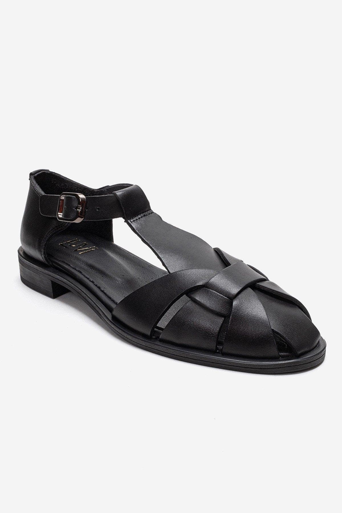 Forever & Always Shoes Dexara Leather Sandal, Alternate, color, Black
