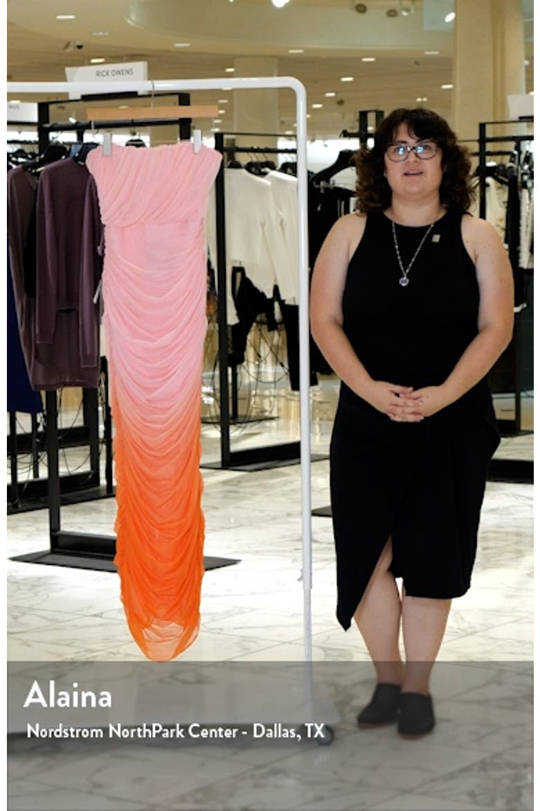 Gradient Color Strapless Ruched Mesh Gown video