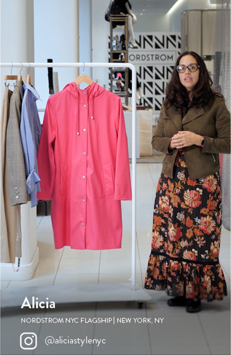 Water Resistant Hooded Long Rain Jacket