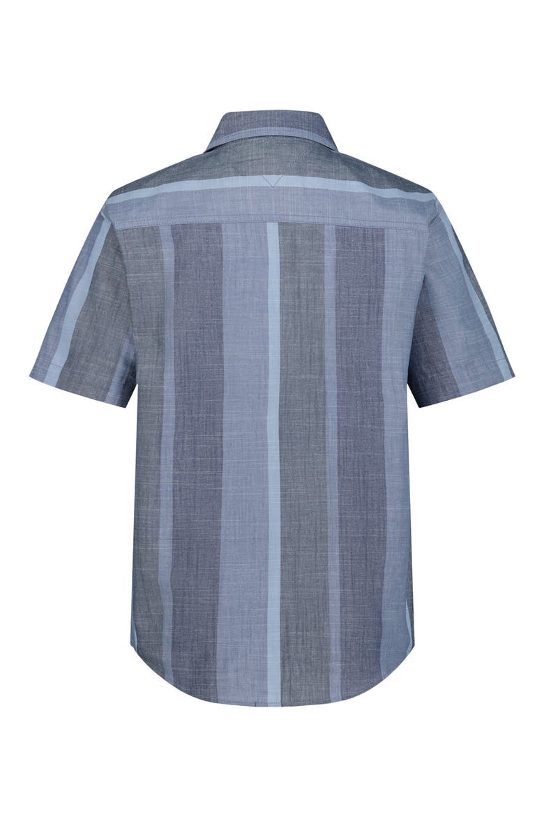 Kids' Stripe Slub Short Sleeve Button-Up Shirt, Alternate, color, VINTAGE INDIGO