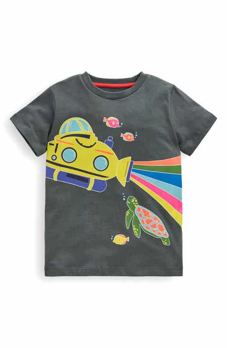 Mini Boden Kids' Submarine Glow in the Dark Cotton Graphic T-Shirt