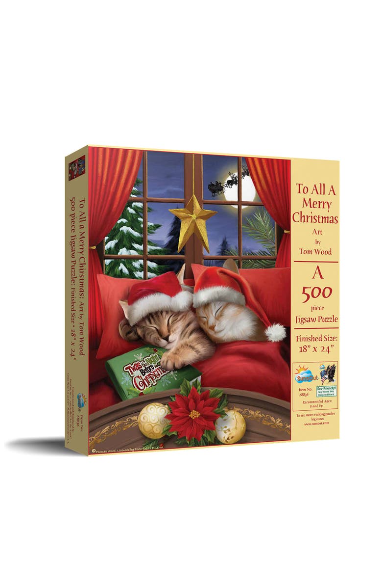 Sunsout To All a Merry Christmas 500 piece Jigsaw Puzzle for Adults, Main, color, Multicolor