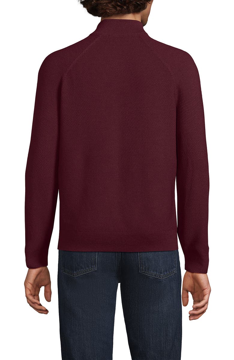 Lands' End Long Sleeve Washable Merino Wool Quarter Zip Sweater, Alternate, color, Burgundy Spritz